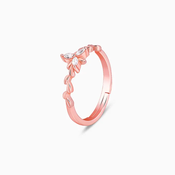 Rose Gold Bluebell Floral Ring