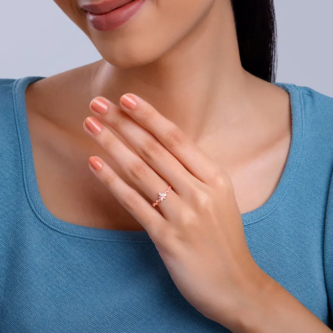 Rose Gold Bluebell Floral Ring