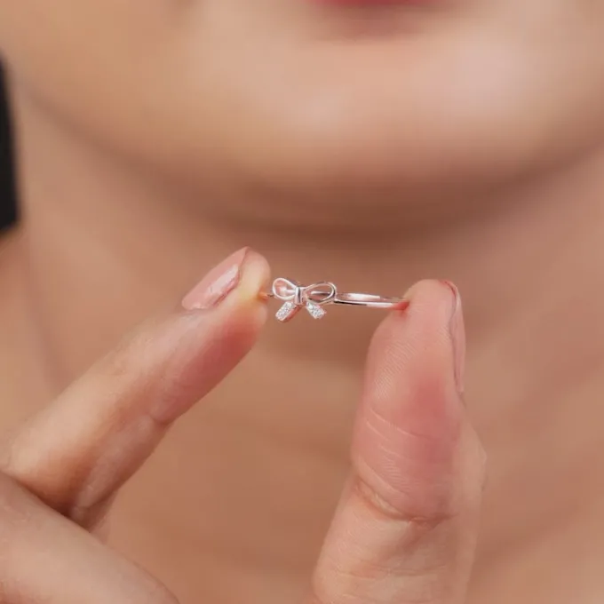 Rose Gold Blush Bow Ring (Size 12)