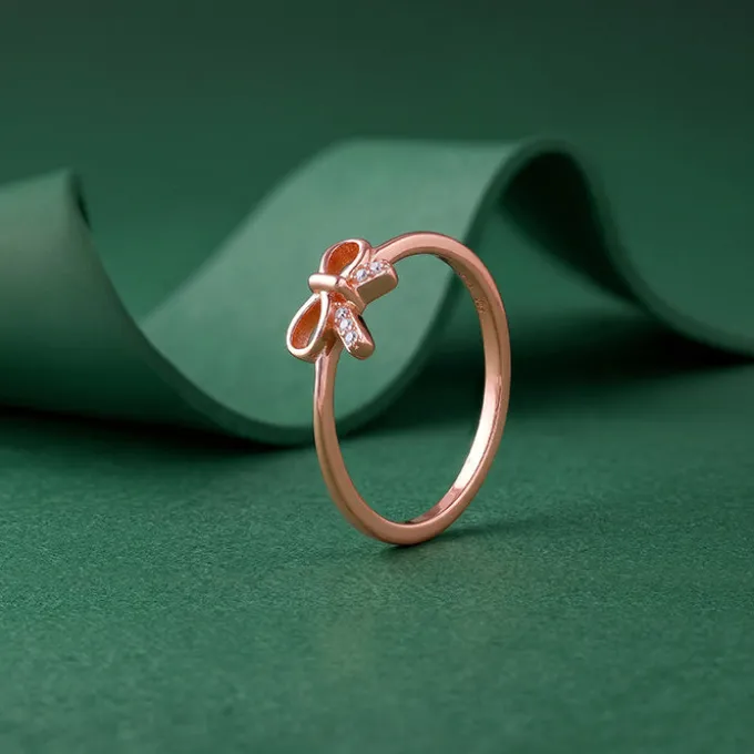 Rose Gold Blush Bow Ring (Size 12)