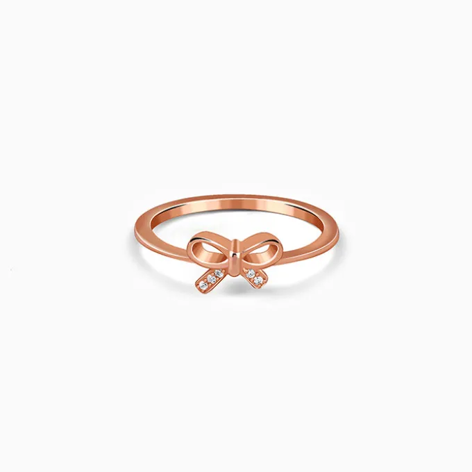 Rose Gold Blush Bow Ring (Size 12)