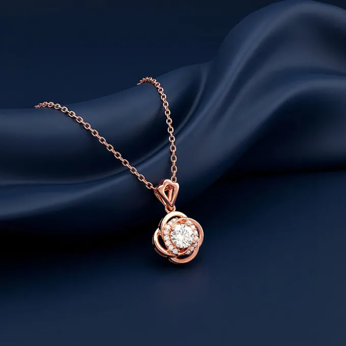 Rose Gold Blush Charm Pendant with Link Chain
