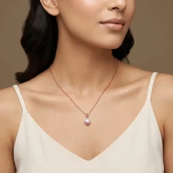 Rose Gold Blush Charm Pendant with Link Chain
