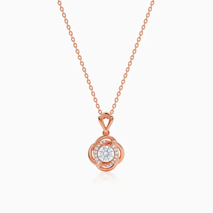 Rose Gold Blush Charm Pendant with Link Chain