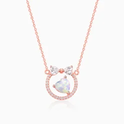 Rose Gold Bow Heart Necklace