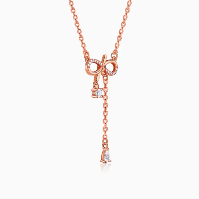 Rose Gold Bow Shine Necklace