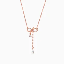 Rose Gold Bow Shine Necklace