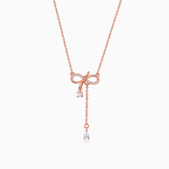 Rose Gold Bow Shine Necklace