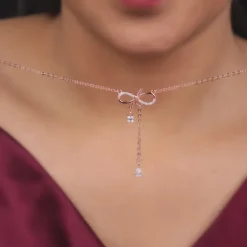 Rose Gold Bow Shine Necklace