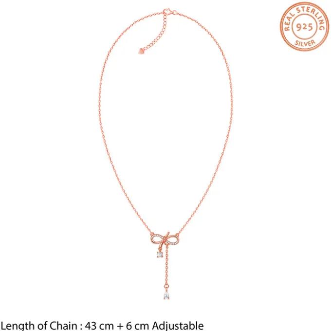 Rose Gold Bow Shine Necklace