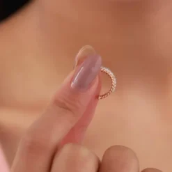 Rose Gold Braided J Hoop Lab Grown Diamond Earrings