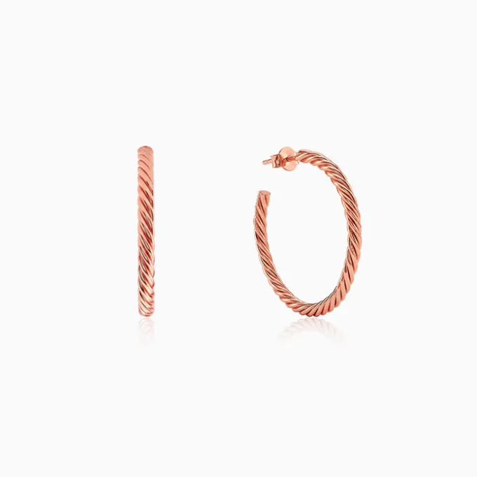 Rose Gold Braidy Hoop Earrings