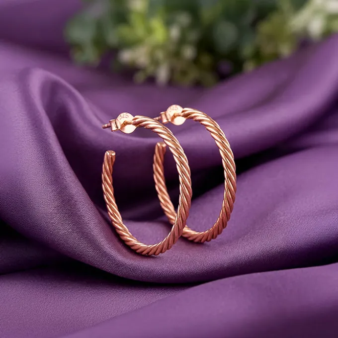 Rose Gold Braidy Hoop Earrings
