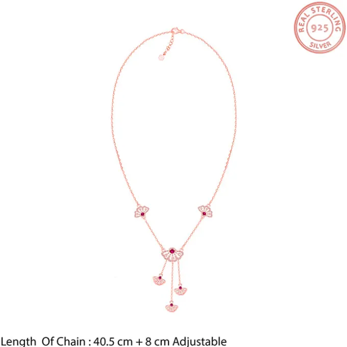Rose Gold Brilliant Red Eyebright Trio Necklace