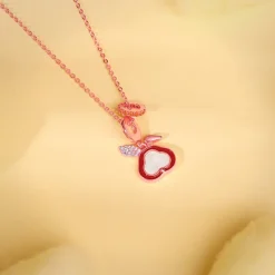 Rose Gold Bunny Kids Pendant With Link Chain