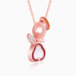 Rose Gold Bunny Kids Pendant With Link Chain