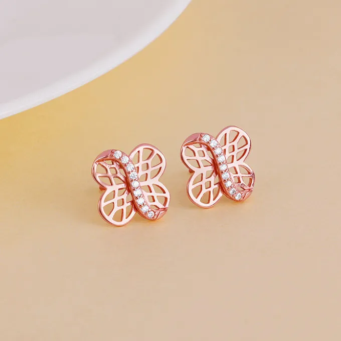 Rose Gold Buttercup Filigree Earrings