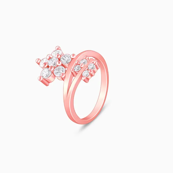 Rose Gold Butterfly Flower Ring