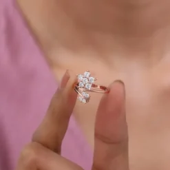 Rose Gold Butterfly Flower Ring