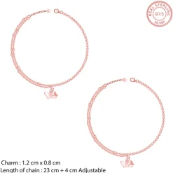 Rose Gold Butterfly Flutter Layered Anklet