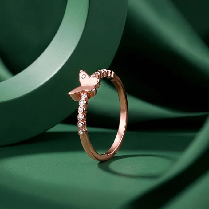 Rose Gold Butterfly Glow Ring (Size 12)