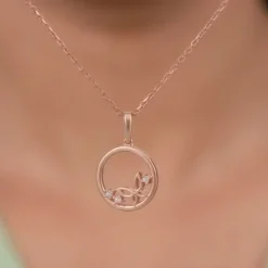 Rose Gold Butterfly Pendant with Link Chain