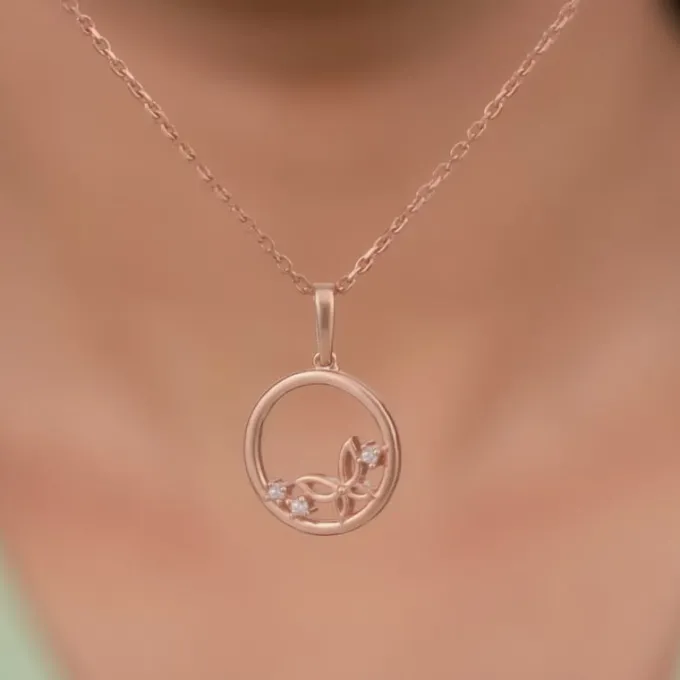 Rose Gold Butterfly Pendant with Link Chain