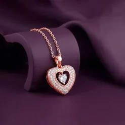 Rose Gold Celeste Heart Pendant With Link Chain