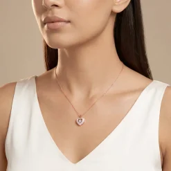 Rose Gold Celeste Heart Pendant With Link Chain
