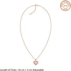 Rose Gold Celeste Heart Pendant With Link Chain