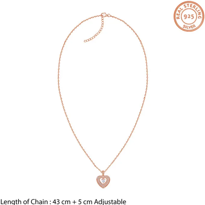 Rose Gold Celeste Heart Pendant With Link Chain