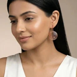 Rose Gold Cellular Filigree Earrings