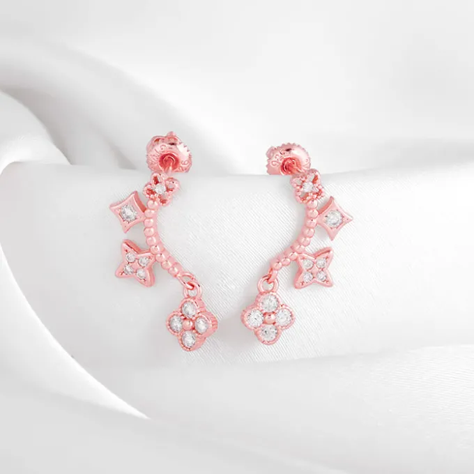 Rose Gold Charm Dangle Earrings