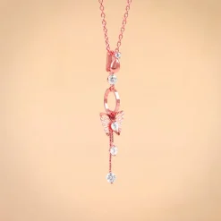 Rose Gold Charming Butterfly Pendant with Link Chain
