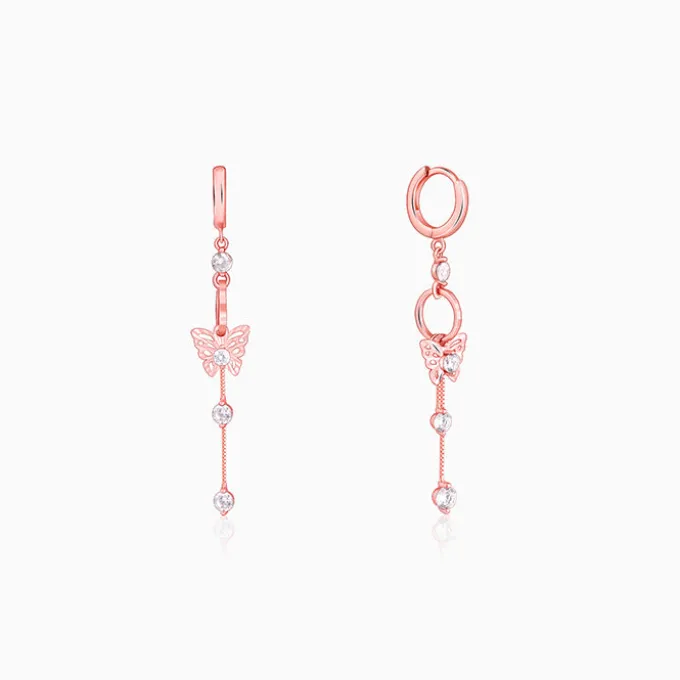 Rose Gold Charming Butterfly Earrings