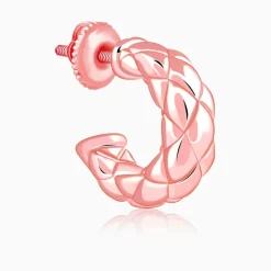 Rose Gold Chequred J Stud Earrings