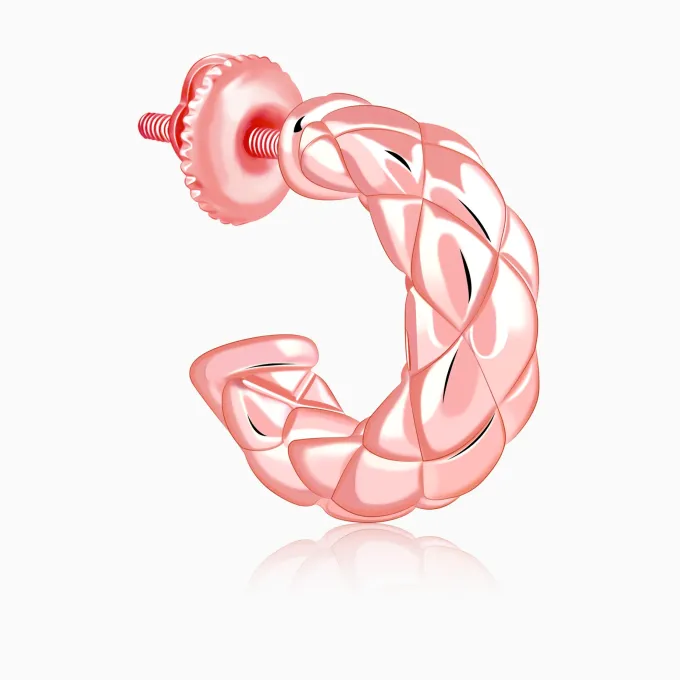 Rose Gold Chequred J Stud Earrings