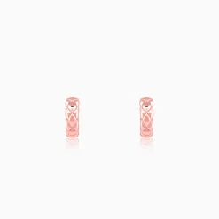 Rose Gold Chequred J Stud Earrings