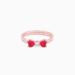 Rose Gold Cherry Bow Heart Ring