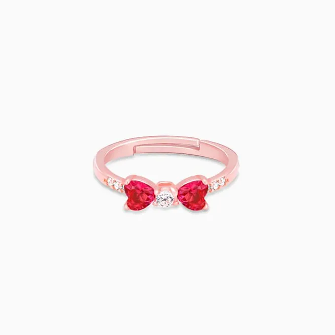 Rose Gold Cherry Bow Heart Ring