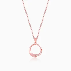 Rose Gold Circle of Love Pendant with Link Chain