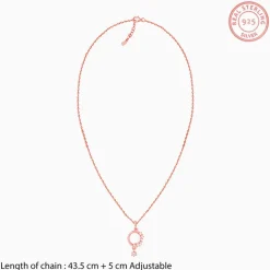 Rose Gold Circular Drop Pendant With Link Chain