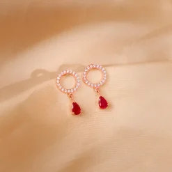 Rose Gold Circular Droplet Earrings