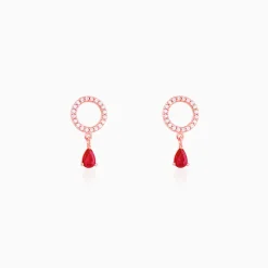 Rose Gold Circular Droplet Earrings