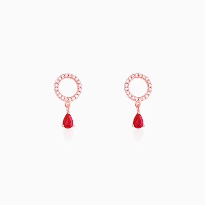 Rose Gold Circular Droplet Earrings