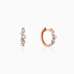 Rose Gold Classic Hoop Lab Grown Diamond Earrings