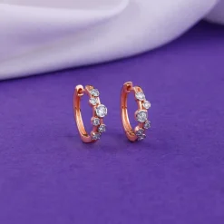 Rose Gold Classic Hoop Lab Grown Diamond Earrings
