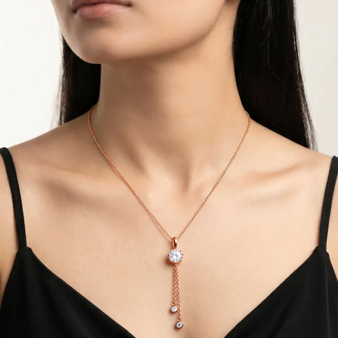 Rose Gold Classic Theory Pendant With Link Chain