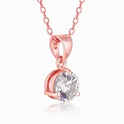 Rose Gold Classic Zircon Pendant with Link Chain