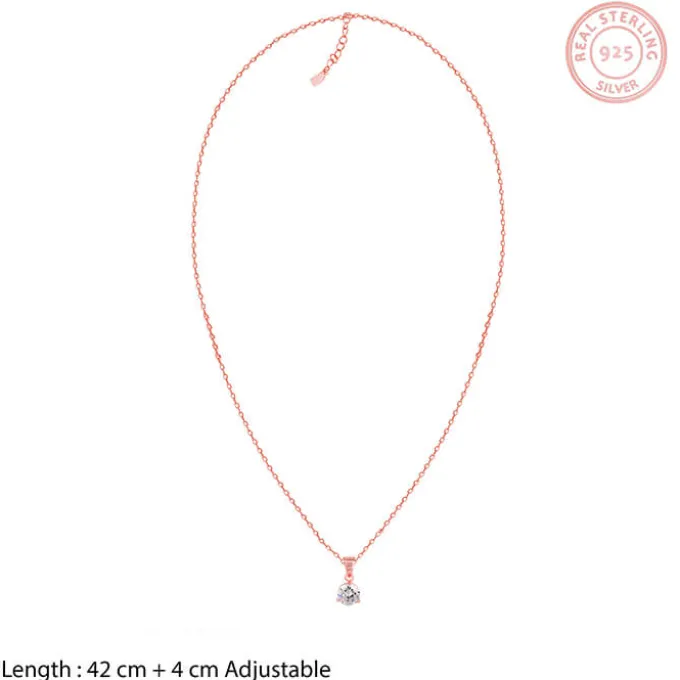 Rose Gold Classic Zircon Pendant with Link Chain